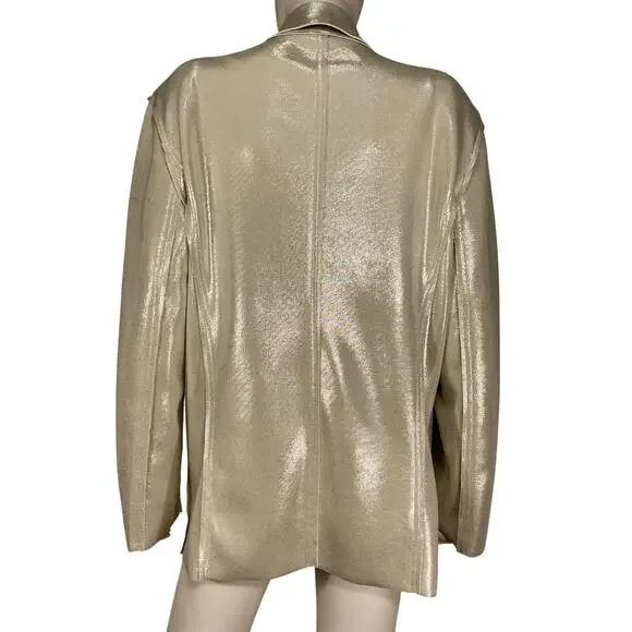 Norma Kamali Metallic Cream Double Breasted Blazer Size S - Picture 3 of 4